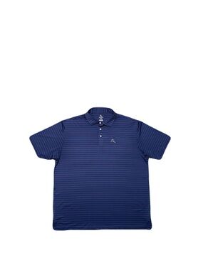 Rhoback Mens XXL Performance Polo Shirt Blue Red Striped Short Sleeve